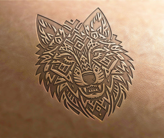 Leather Stamp (Delrin), Aztec stamp, Aztec wolf, Wolf stamp, Warrior stamp, leather tools, craft tools, custom leather stamp