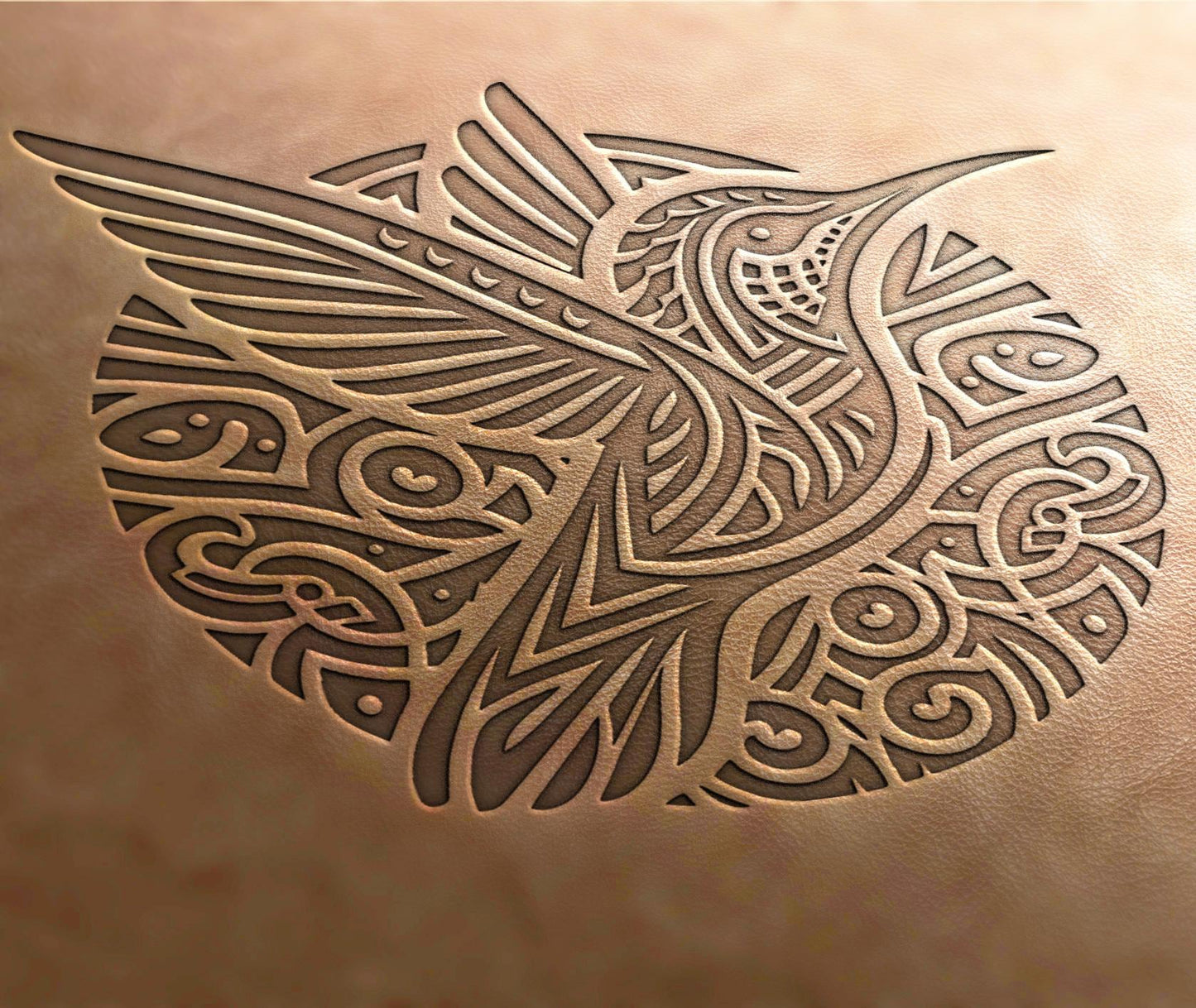 Leather Stamp Celtic hummingbird - Delrin Material